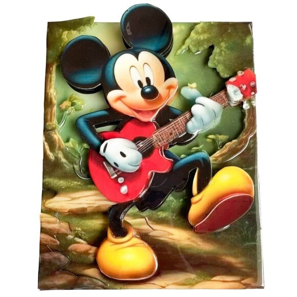 Unique Rare Disney 3D Dimensional Mickey Mouse Guitar Framed Art - Picture 1 of 11